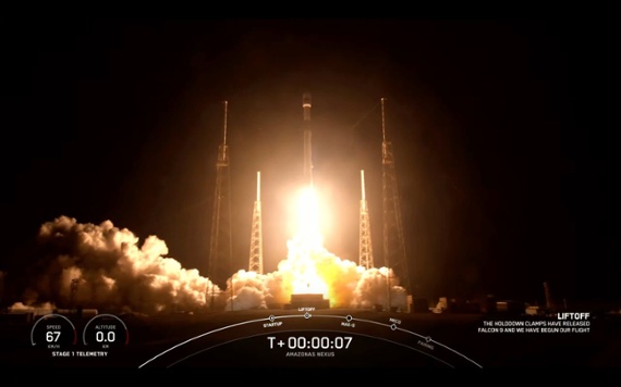 SpaceX launches telecom satellite, lands rocket at sea