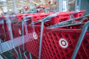Shopping carts at a Target store ahead of Black Friday in Jersey City, New Jersey, US, on Tuesday, Nov. 25, 2025. Americans are planning to spend more this holiday season than last year, according to credit reporting firm TransUnion. Photographer: Michael Nagle/Bloomberg via Getty Images