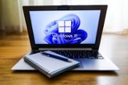 Windows 11 operating system logo is displayed on a laptop screen for illustration photo. Gliwice, Poland on January 23, 2022. (Photo by Beata Zawrzel/NurPhoto via Getty Images)