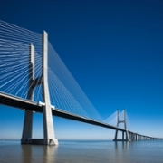 Vasco da Gama Bridge over the Tagus River in Lisbon, Portugal.