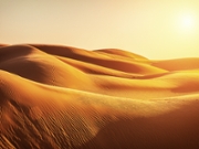 Sand dunes in a desert.