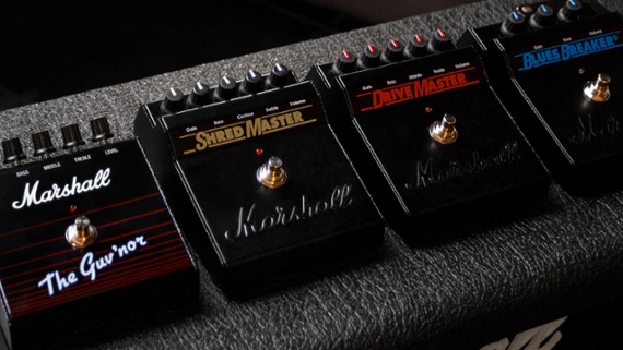 Marshall reissues the Guv’nor, Bluesbreaker, Drivemaster, and Shredmaster pedals