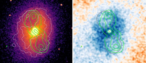 Feeding black hole blows 'cosmic bubbles'