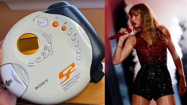 Taylor Swift on a CD Walkman doesn't really work