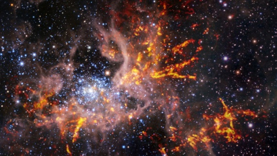 Astronomers image the star-birthing web of a cosmic Tarantula Nebula