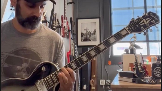 Watch Cesar Gueikian demo Adam Jones' much-anticipated Silverburst Epiphone Les Paul Custom on Instagram