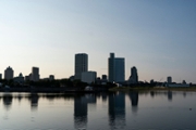 The skyline of Milwaukee, Wisconsin, US, ahead of the Republican National Convention (RNC), on Thursday, July 11, 2024. The Republican National Convention, where Donald Trump is expected to formally receive the GOP nomination for president, will kick off on July 15 in Milwaukee with a program focused on the economy. Photographer: Al Drago/Bloomberg via Getty Images