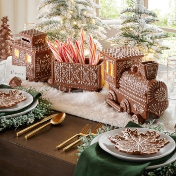 Handcrafted Ceramic Gingerbread TrainPOTTERY BARN