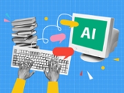 Creative artwork template sketch image 3D collage of hand type keyboard pile book knowledge university virtual webinar distance lesson.