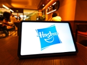CHINA - 2025/09/27: In this photo illustration, the Hasbro logo is seen displayed on the screen of the tablet. (Photo Illustration by Sheldon Cooper/SOPA Images/LightRocket via Getty Images)