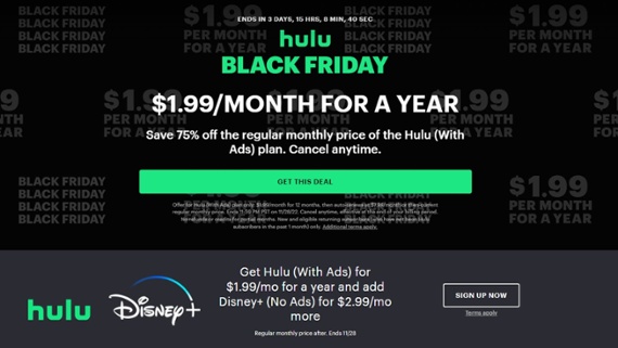 Get 75% off Hulu and add Disney Plus for $2.99/month