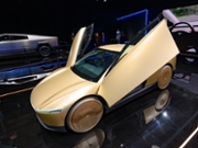 BRUSSELS, BELGIUM - JANUARY 10: Tesla Cybercab or Robotaxi two-passenger battery-electric self-driving car and Tesla Cybertruck battery electric pickup truck on display at the 2025 Autosalon on January 10, 2025 in Brussels, Belgium. (Photo by Sjoerd van der Wal/Getty Images)