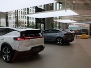 BEVERLY HILLS, CALIFORNIA - JUNE 26: Polestar cars are displayed in the showroom at a Polestar dealership on June 26, 2026 in Beverly Hills, California. Electric car maker Polestar will be barred from selling new vehicles in the United States starting with the 2027 model year after the Commerce Department cited national security concerns under new connected-vehicle regulations. (Photo by Justin Sullivan/Getty Images)