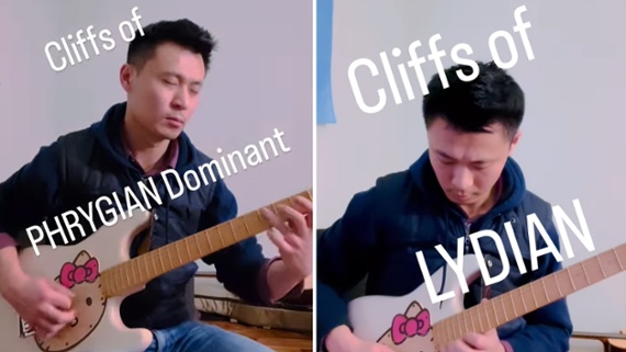 This virtuoso is using a Hello Kitty Stratocaster to cover Eric Johnson’s Cliffs of Dover… in a bunch of different scales