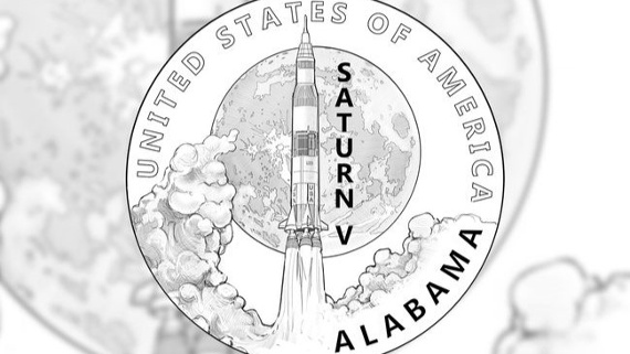 Saturn V moon rocket art revealed for 2024 $1 coin