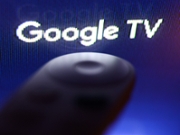 Google TV logo on Chromecast menu displayed on a TV screen and Chromecast remote control are seen in this illustration photo taken in Krakow, Poland on July 19, 2023. (Photo by Jakub Porzycki/NurPhoto via Getty Images)