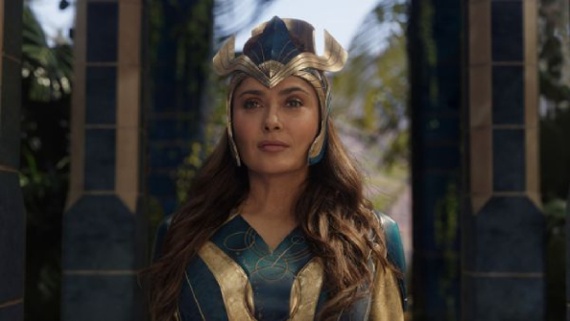 The Odd Way Salma Hayek Wound Up Straining Her Neck In The Making Of Eternals