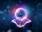 Human Hand Holding Artificial Intelligence Sphere in Digital Space Futuristic AI Concept with Glowing Network Sphere in Hand. Technology Innovation and Human Control of Artificial Intelligence AI Power in Human Hands Digital Transformation Concept. Artificial Intelligence Sphere Surrounded by Network Lines and Human Touch