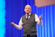 Author Seth Godin speaks on stage