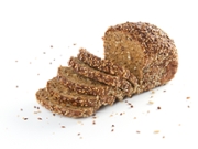 Fresh organic whole grain with nuts and seeds bread isolated on white background.