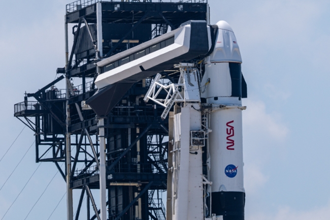 Falcon 9 and Dragon are poised on the launch pad prior to launching Crew-11 to the International Space Station at Launch Complex 39A in Merritt Island, FL, on July 30, 2025. (Photo by Austin DeSisto/NurPhoto via Getty Images)