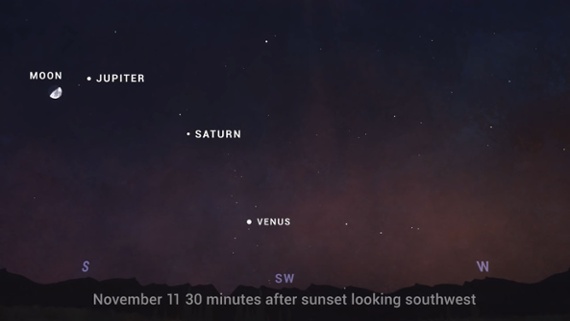 Look up to see the moon near Jupiter in the night sky tonight. Here's how.
