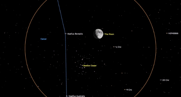 Friday, March 27: Moon and the Beehive cluster