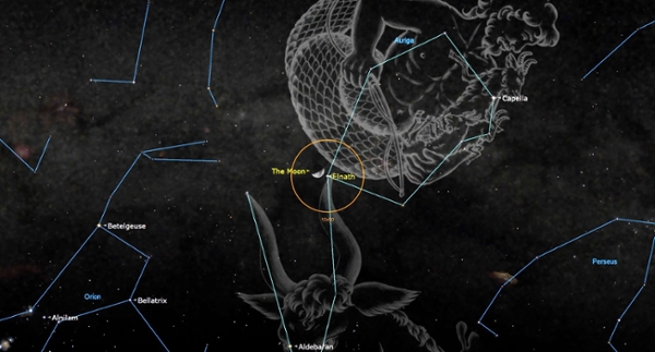 Tuesday, March 24: Half moon near Elnath