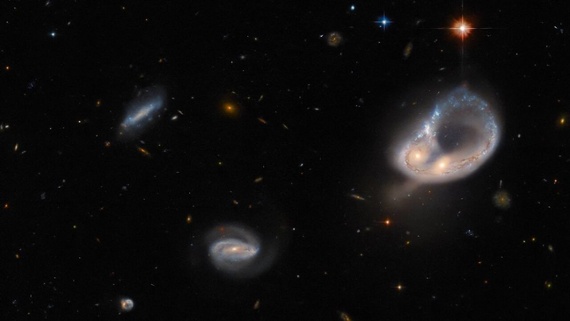 Hubble telescope captures embrace of merging galaxies