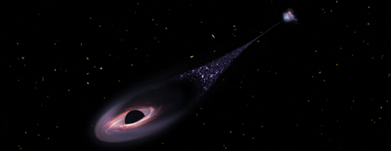 Runaway supermassive black hole has starry tail