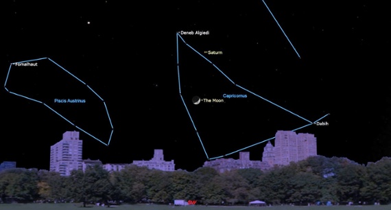 See the crescent moon visit Saturn in the night sky Monday
