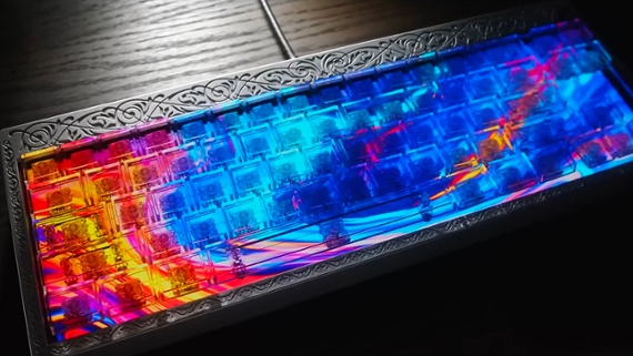 This funky keyboard comes with a screen underneath