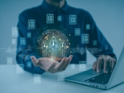 Businesswoman managing HR and global social network connections for recruitment and team building. Leadership and digital tools support workforce development and efficient business growth
