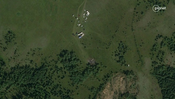 Satellite photo shows wreckage of Russian warlord's plane