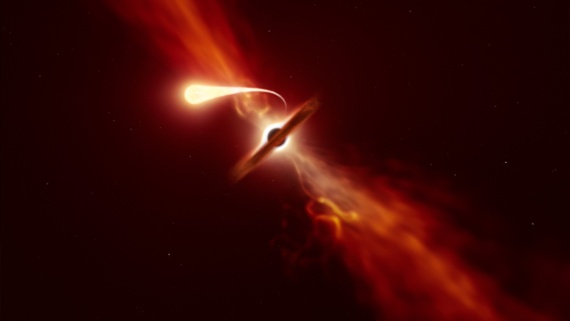 Hungry black hole 'switches on' as astronomers watch