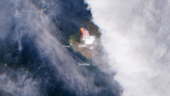 Eruption of Italy's Stromboli volcano spotted from space