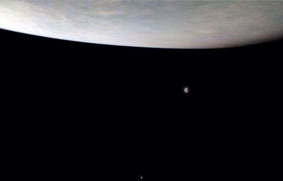 Juno spacecraft spots Jupiter's atmosphere, 2 big moons