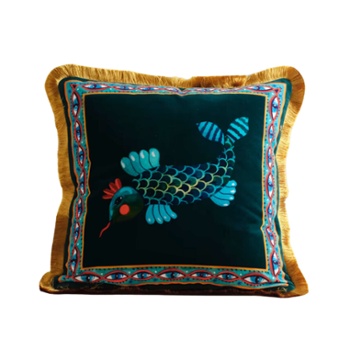 Fringed Embroidered Velvet Cushion, Net-a-Porter