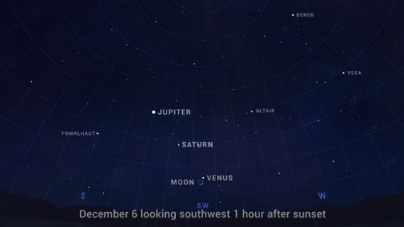 Watch the moon shine near Venus tonight on its way toward Saturn and Jupiter