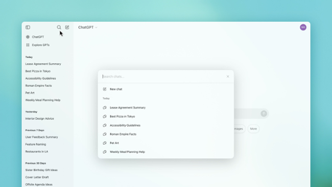 You can now search through your ChatGPT conversations