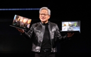 Nvidia CEO Jensen Huang introduces the RTX Spark laptop on June 1, 2026.  (Photo by I-Hwa Cheng / AFP via Getty Images)