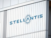 A photo shows a company logo at the Stellantis multinational car manufacturer's plant in Poissy, west of Paris, on April 15, 2026. Automaker Stellantis will cease automobile production at its historic Poissy plant (Yvelines) after 2028. The site will be converted into a parts manufacturing and vehicle dismantling center, retaining 1,000 of the current 2,000 jobs, the group announced on April 16, 2026. (Photo by Simon Wohlfahrt / AFP via Getty Images)