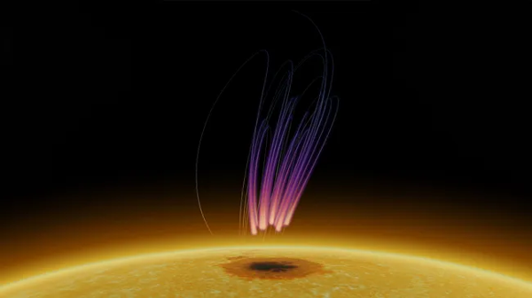 Rare sun auroras from '2-way highway' of charged particles,