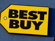 JERSEY CITY, NJ - AUGUST 1: The rising sun illuminates a Best Buy corporate logo on the side of their store on August 01, 2026, in Jersey City, New Jersey.  (Photo by Gary Hershorn/Getty Images)