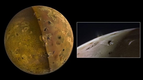 What causes volcanic eruptions on Jupiter's moon Io?