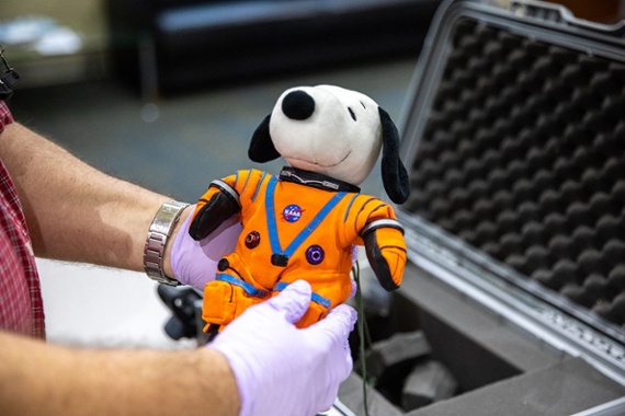 Snoopy comes home after trip to the moon