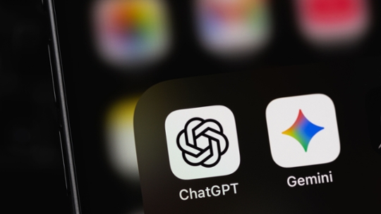 chatgpt and gemini logos on phone screen