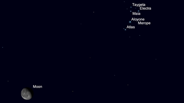 Wednesday, Sept. 30: The waning moon shines with the Pleiades