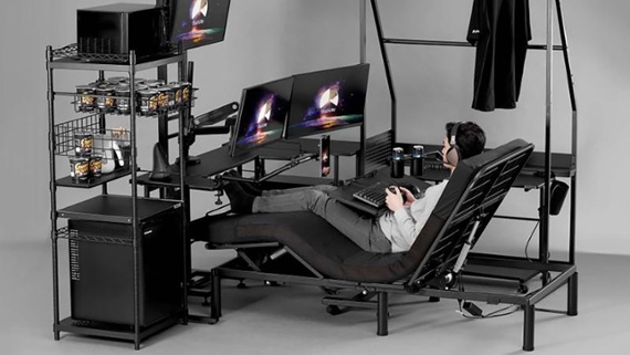 This motorized bed may take gaming setups a step too far