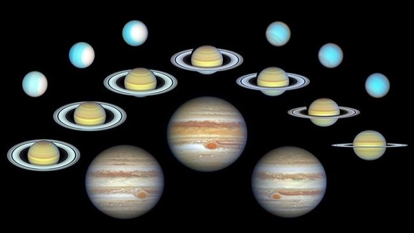 Gas giants show changes over 10 years of Hubble images